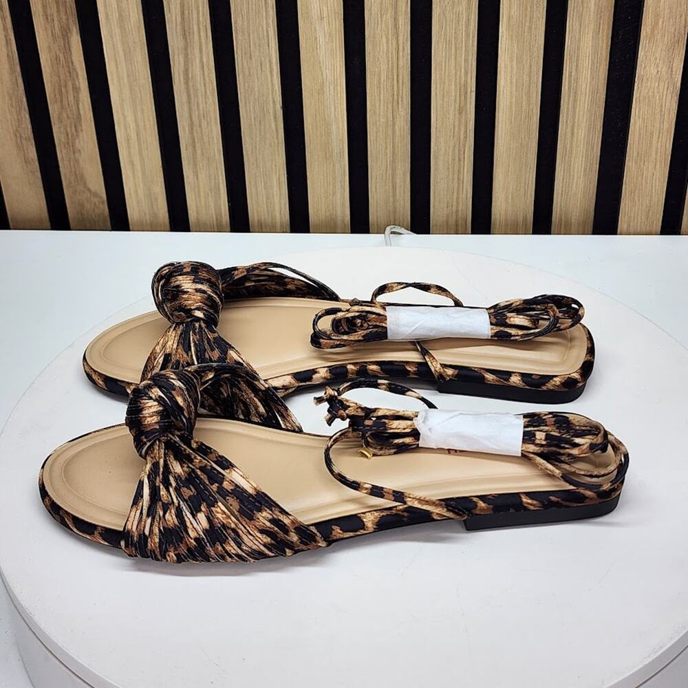 NEW - On 34th Jenniee Women’s Leopard Print Lace Up Flat Sandals Size 8.5 - Picture 5 of 8